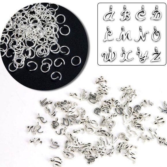 110 ALPHABET LETTER CHARMS, Bracelets & MORE JEWELRY MAKING BUNDLE DIY LOT - Picture 7 of 11